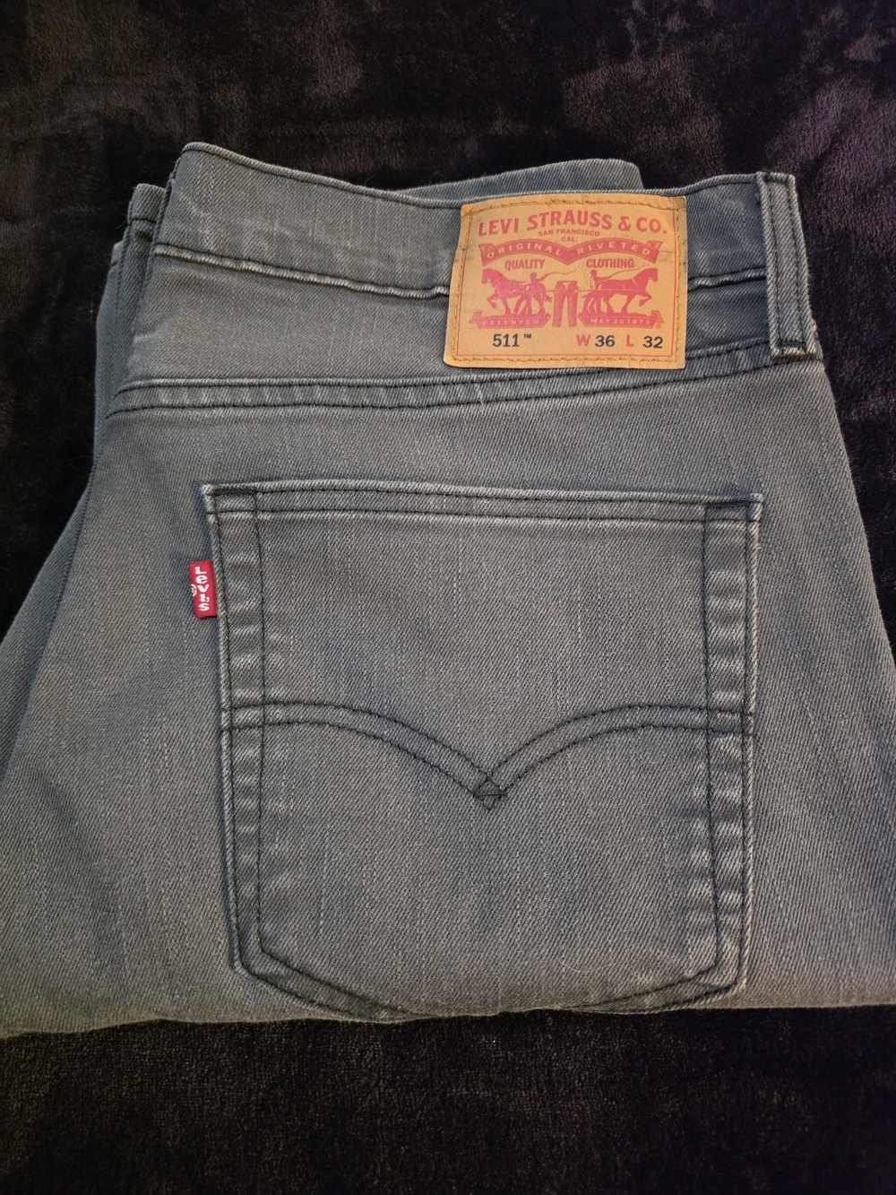 Levi’s 511 Slim Fit Men’s Jeans Gray W36 L32 Stretch Denim Zipper Fly